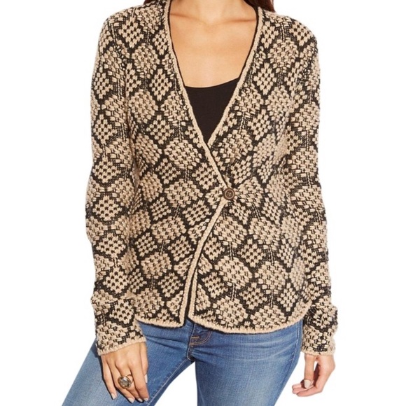 Lucky Brand Sweaters - Lucky Brand Gold/multi Treviso Knit Blazer Sweater